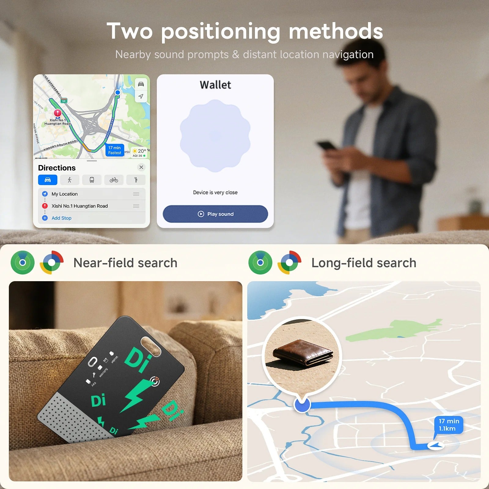 Ultra-Slim Rechargeable Smart Wallet Tracker